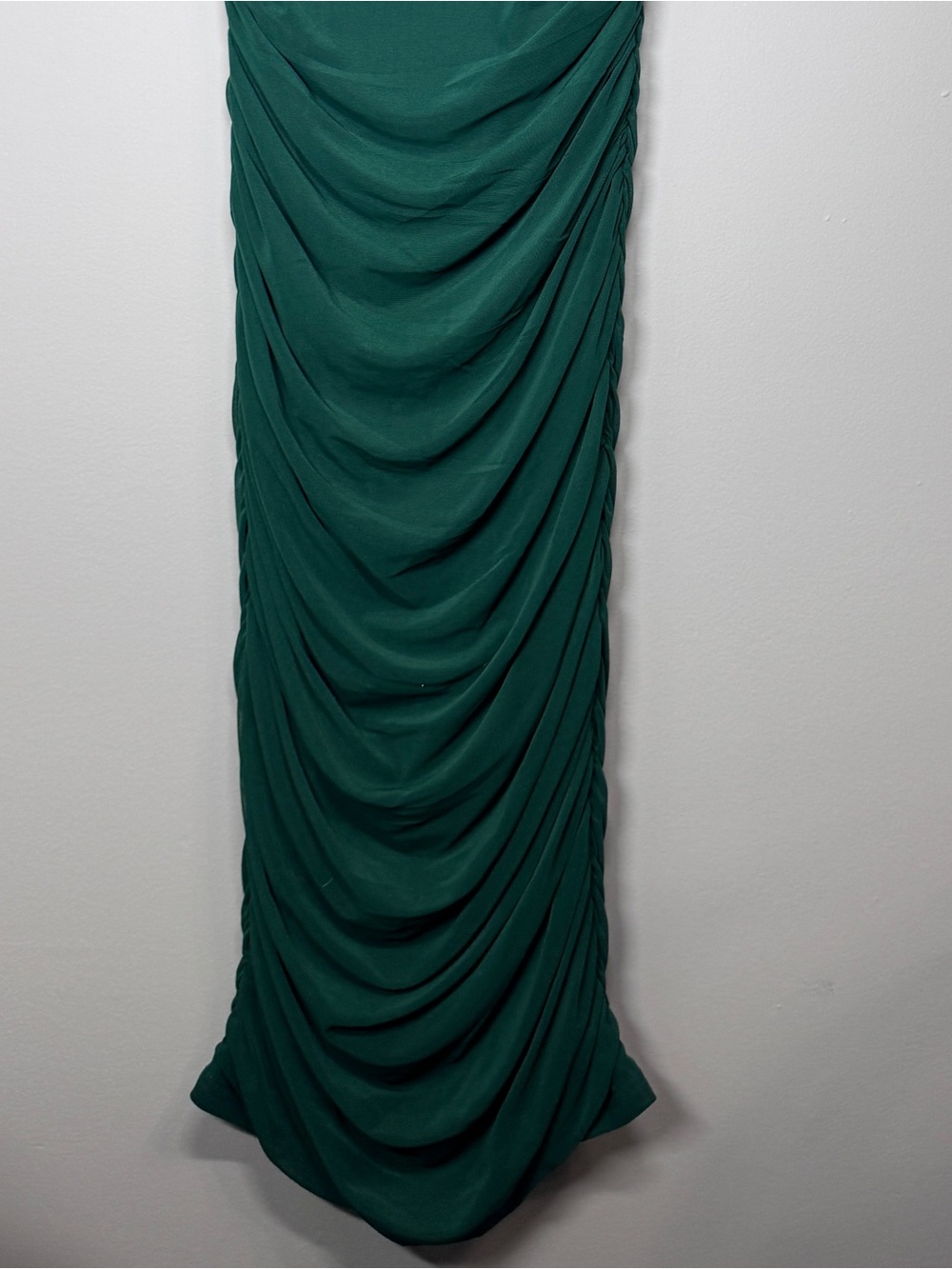 Ruched Midi Dress in Deep Green